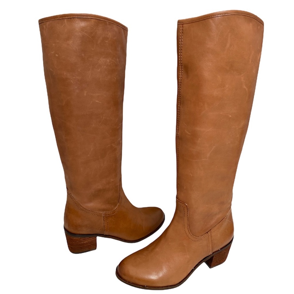 SAM EDELMAN TALL BROWN REAL LEATHER RIDING BOOTS, size 7